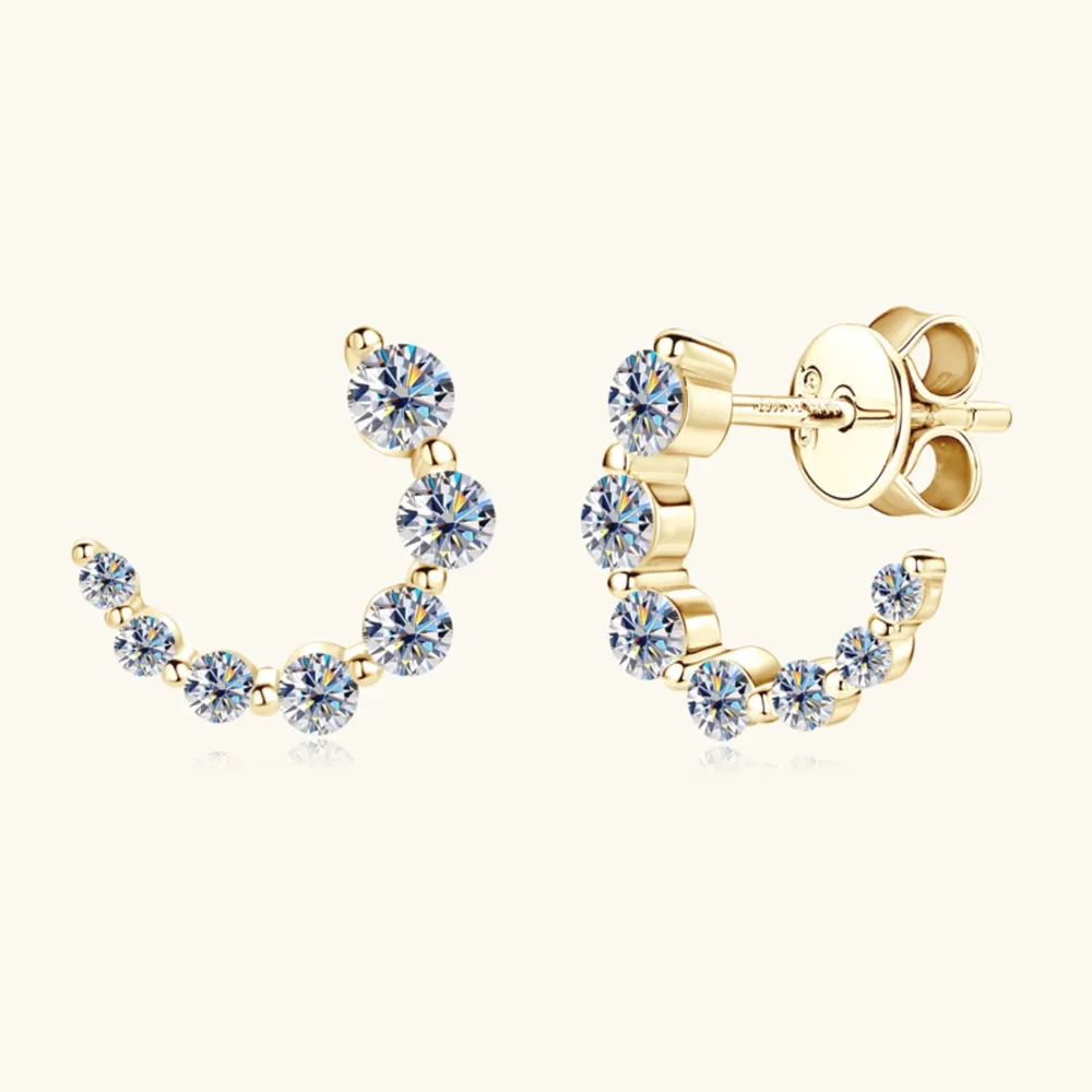 925 Sterling Silver Inlaid Moissanite Stud Earrings, image 3