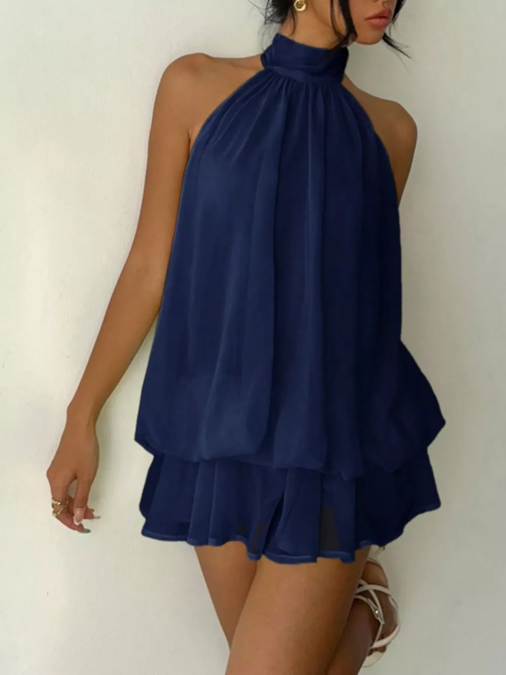 Halter Neck Layered Mini Dress, image 15