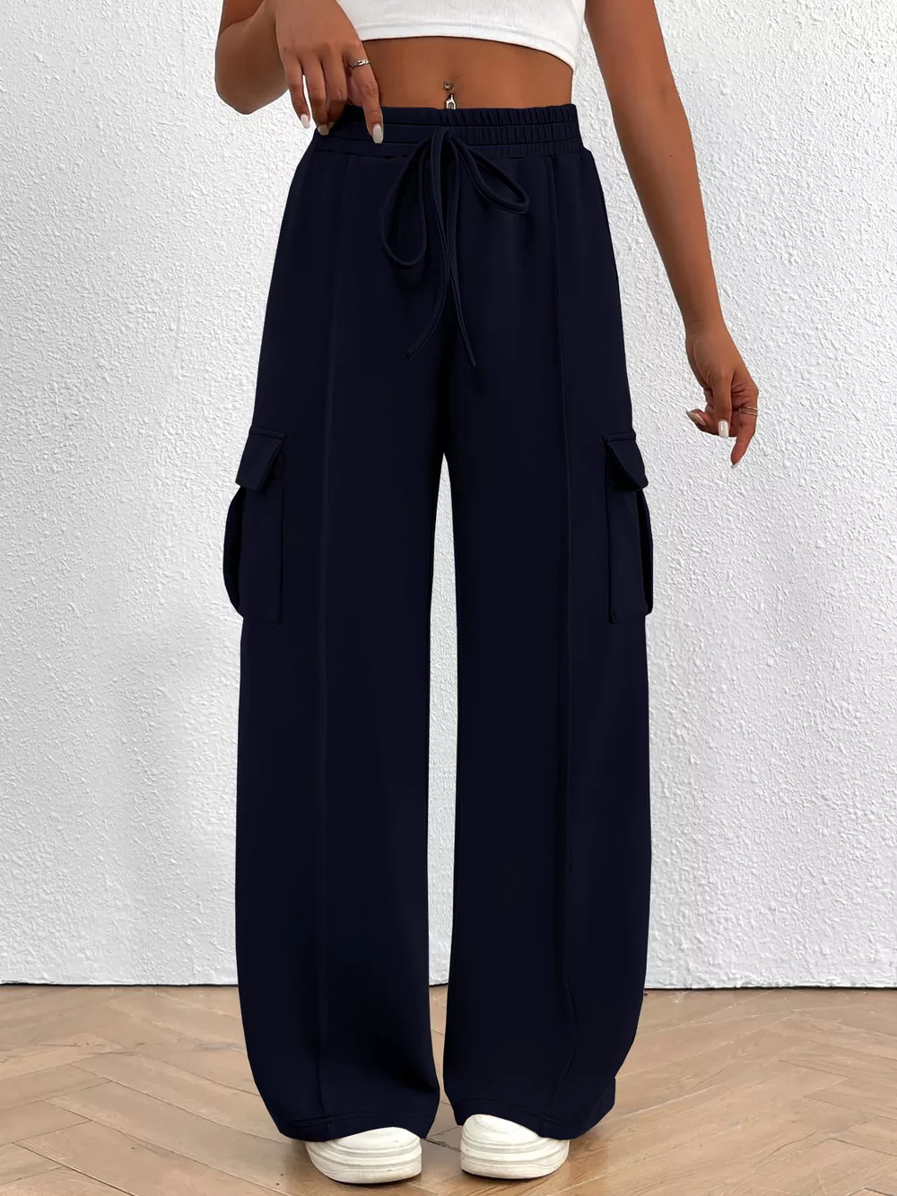 Casual High Waist Cargo Pants with Drawstring, image 22