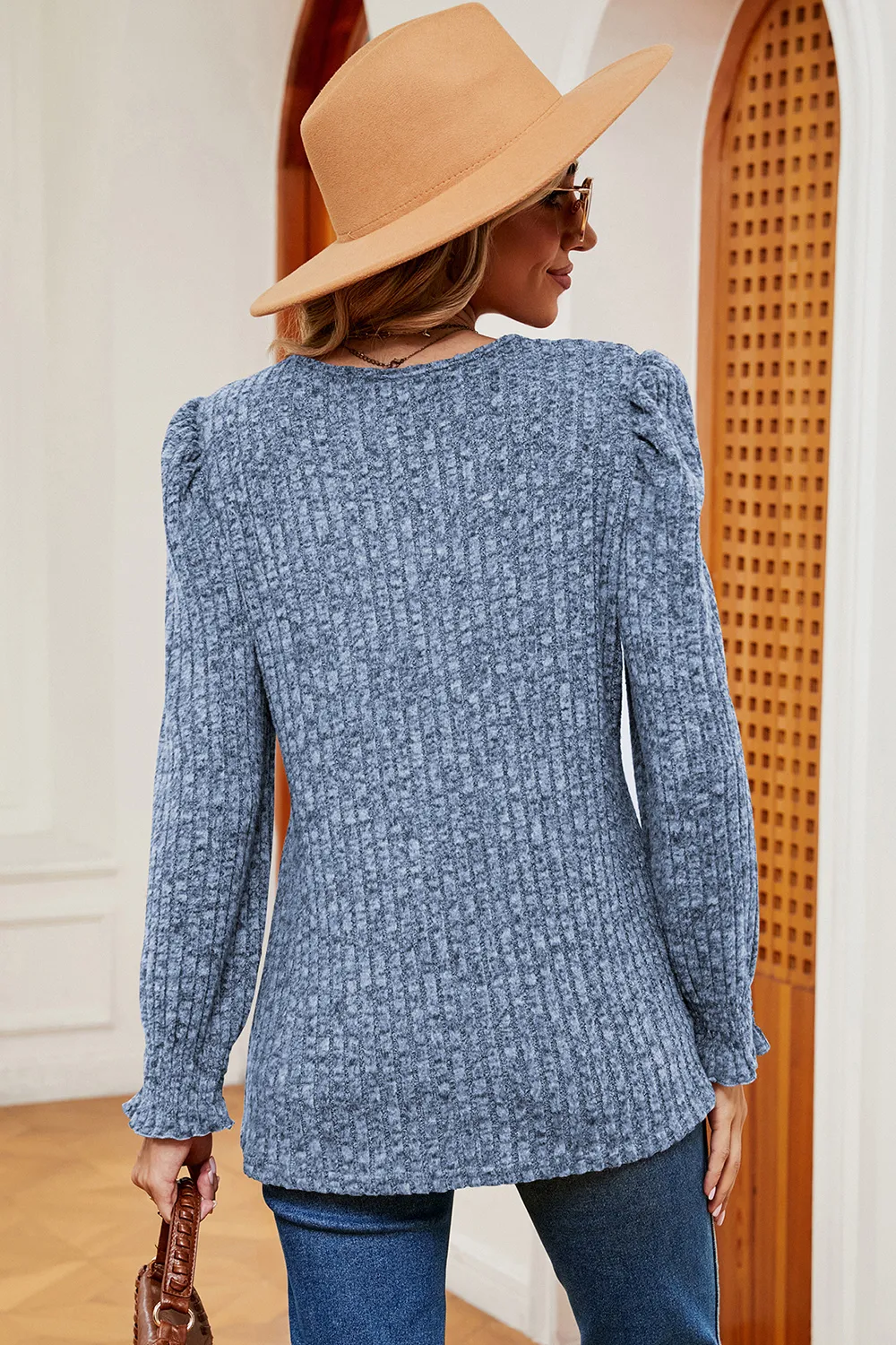 Square Neck Flounce Sleeve T-Shirt, image 13