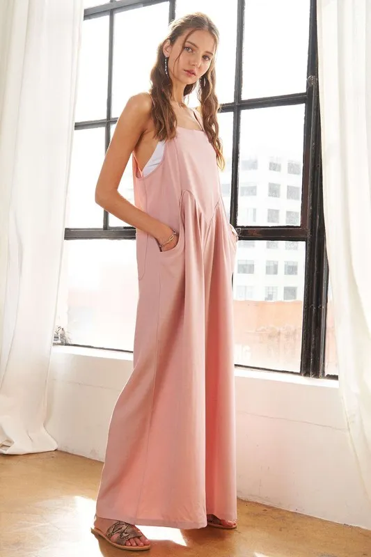 Square Neck Wide Leg Overalls with Pockets, image 6