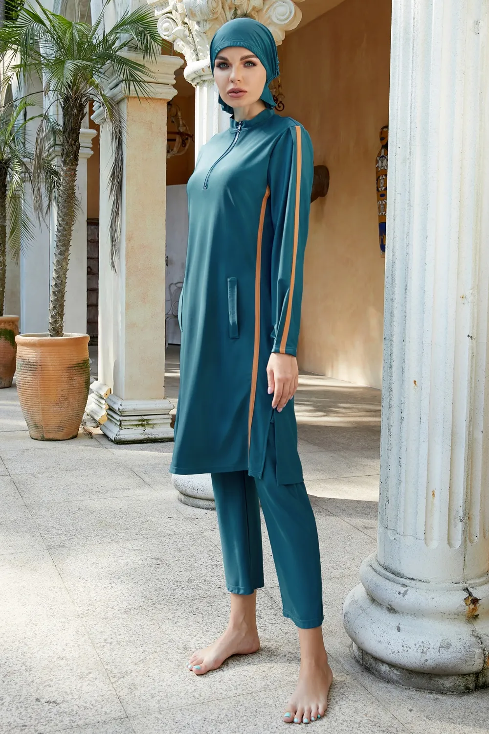 Cap, Quarter Zip Top and Pants Swim Set, image 5