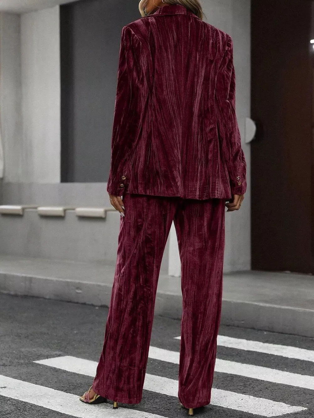 Lapel Collar Long Sleeve Blazer and Pants Set, image 13