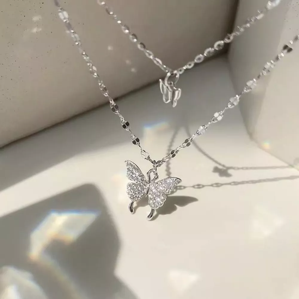 Double Layered Butterfly Necklace, image 4