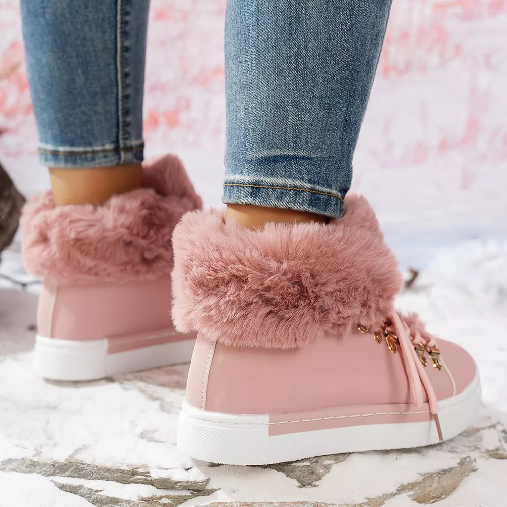 Fuzzy Trim Lace-Up Ankle Boots, image 12