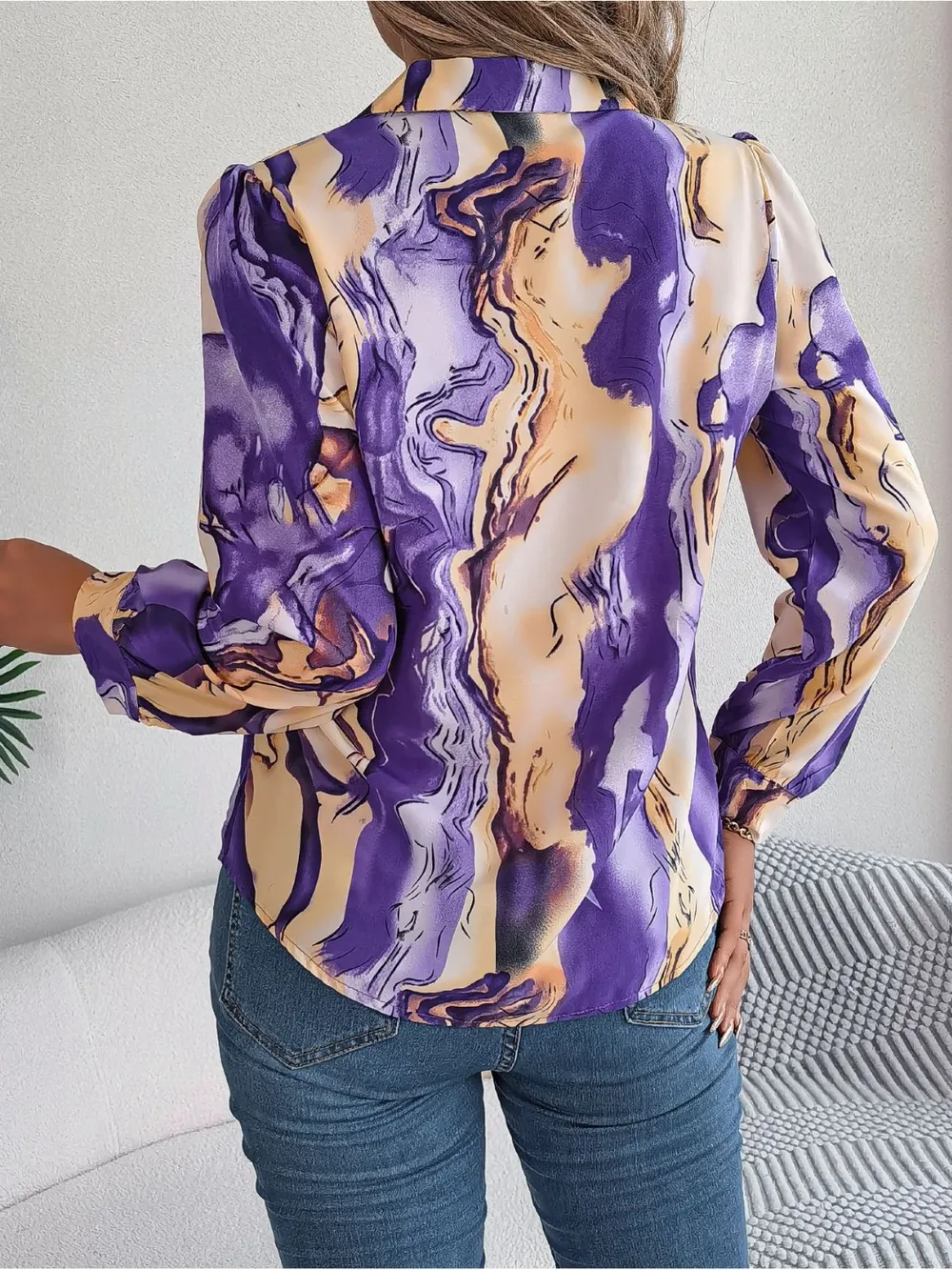 Printed Button Up Long Sleeve Shirt, image 13