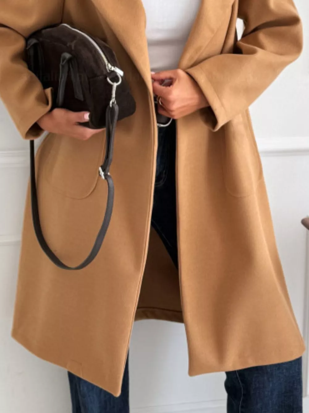 Long-Sleeve Single-Breasted Trench Coat, image 4