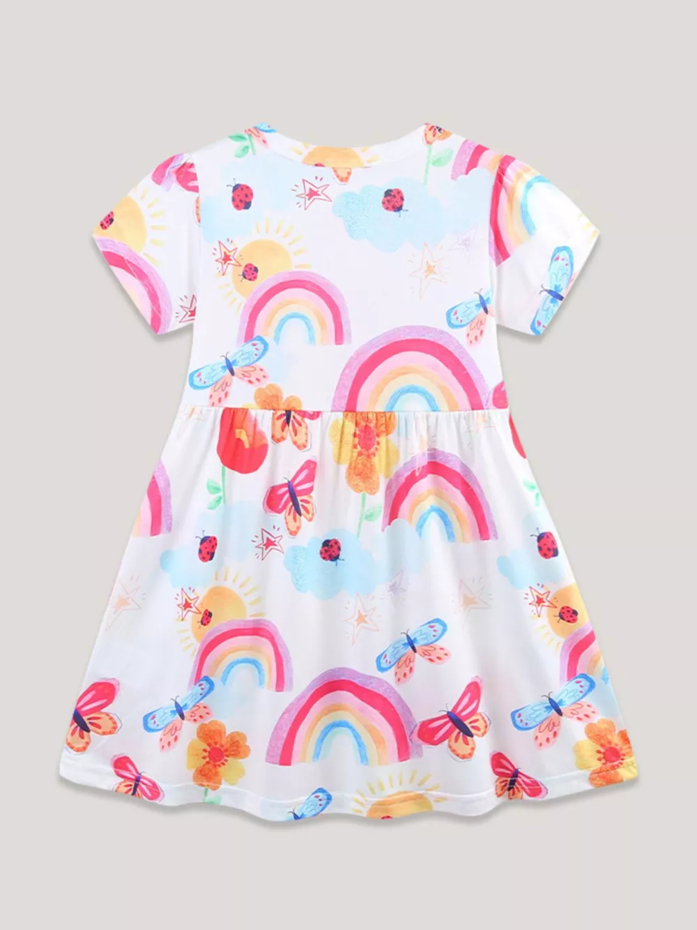 Children's Rainbow Butterfly Print Casual Dress, image 6