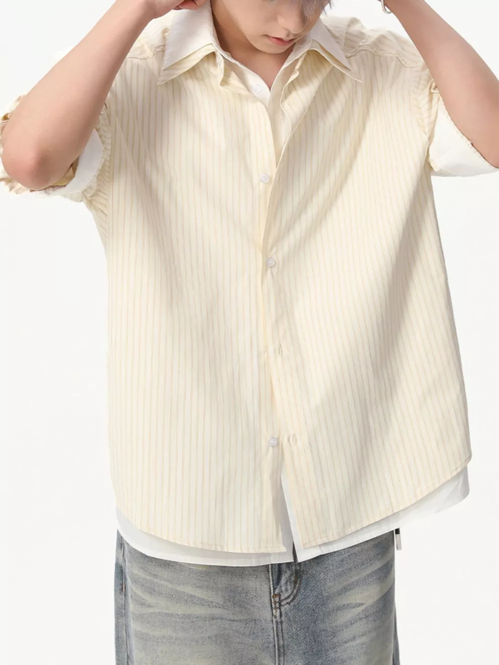 Men's Striped Button Up Shirt, image 7