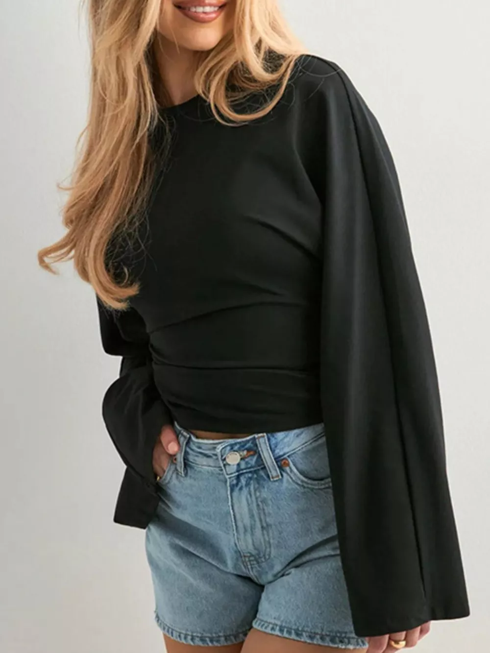 Full Size Long Sleeve Fitted T-Shirt Plus Size, image 5
