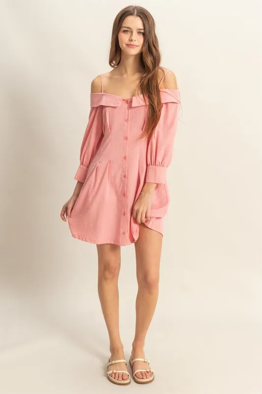 Button Down Spaghetti Strap Mini Dress with Pockets, image 4