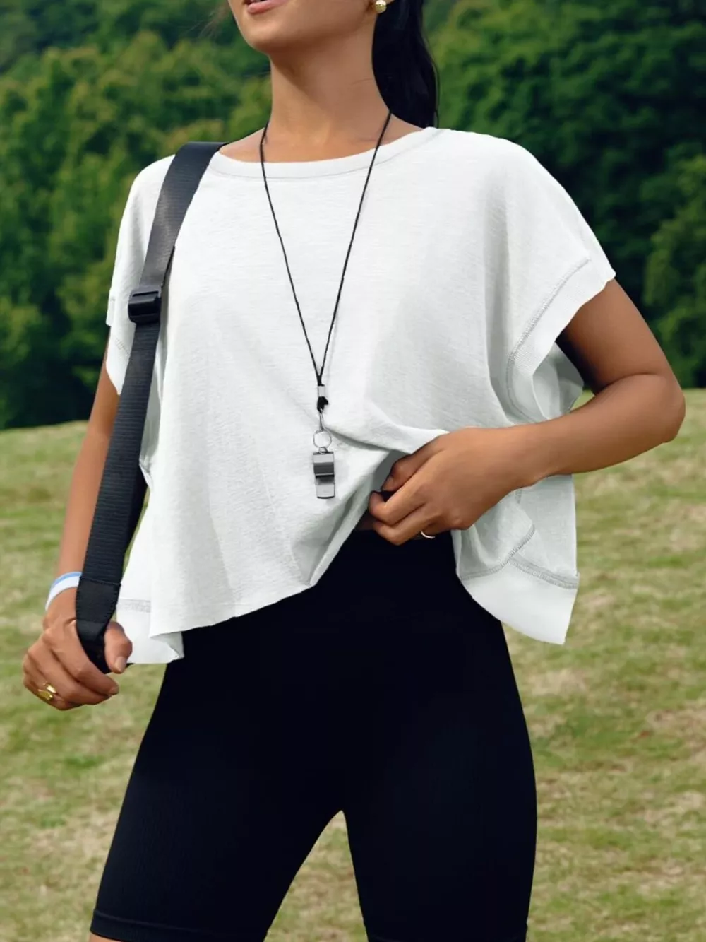 Cutout Back Short Sleeve T-Shirt, image 2