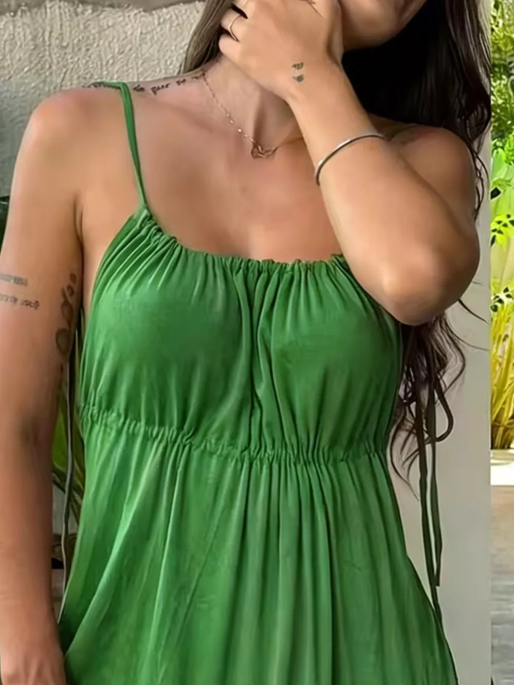 Full Size Backless Spaghetti Strap Slit Maxi Dress Plus Size, image 11