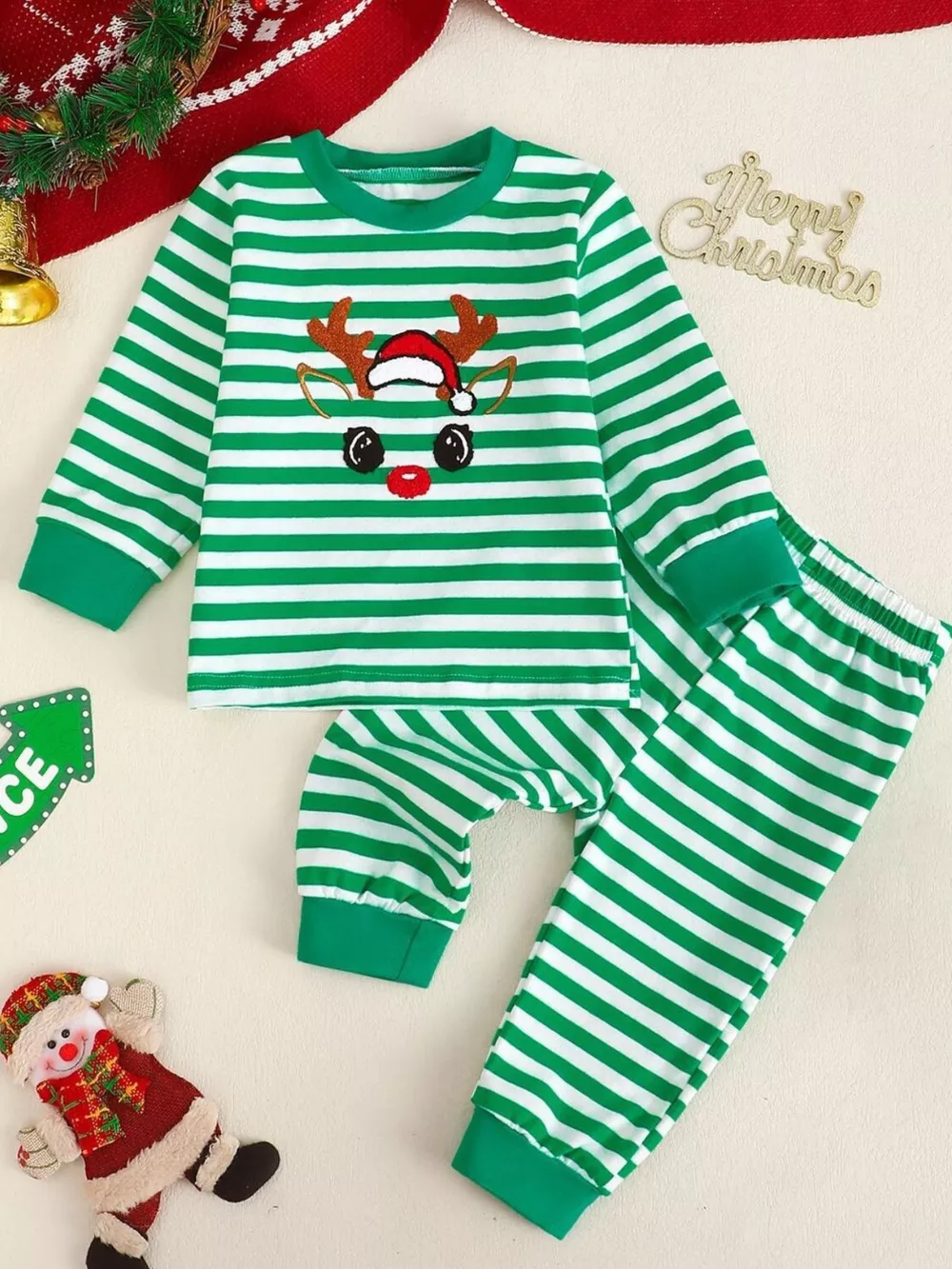 Children's Christmas Striped Pajama Set