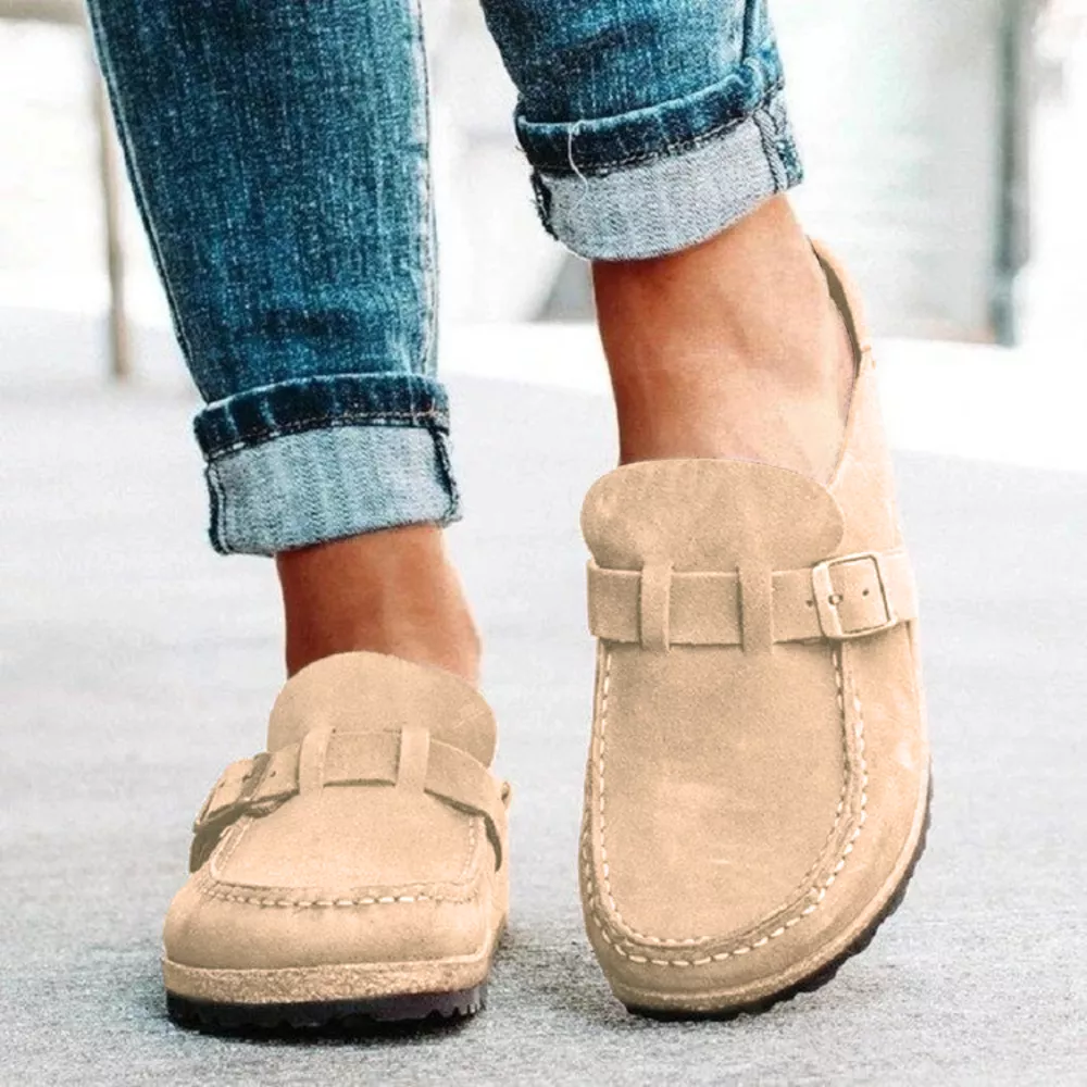 Round Toe Low Heel Buckle Loafers, image 8