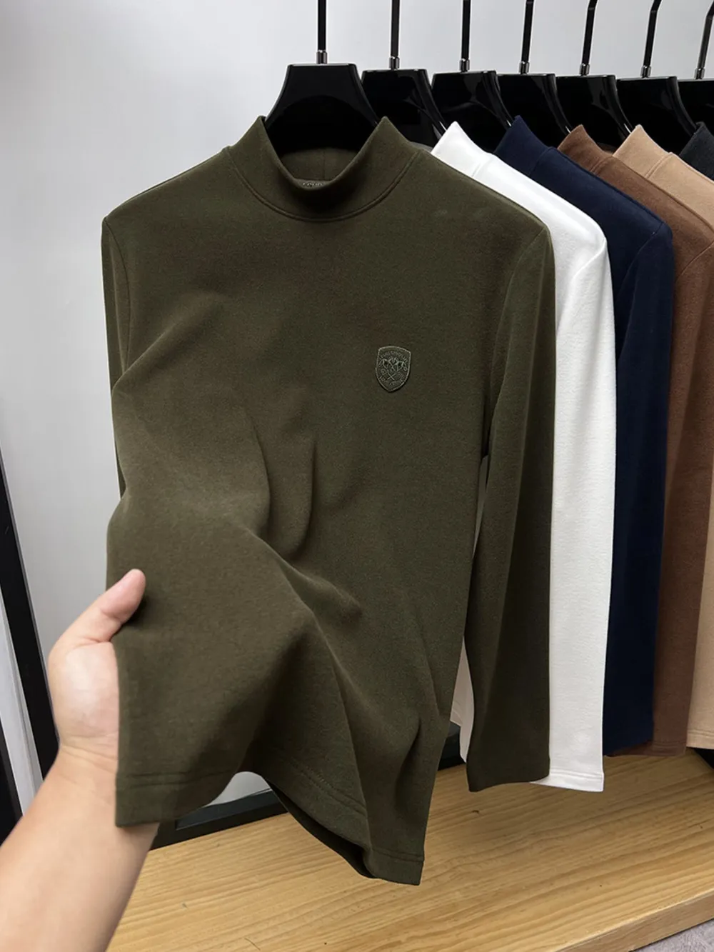 Men's Plus Size Mock Neck Long Sleeve T-Shirt, image 14