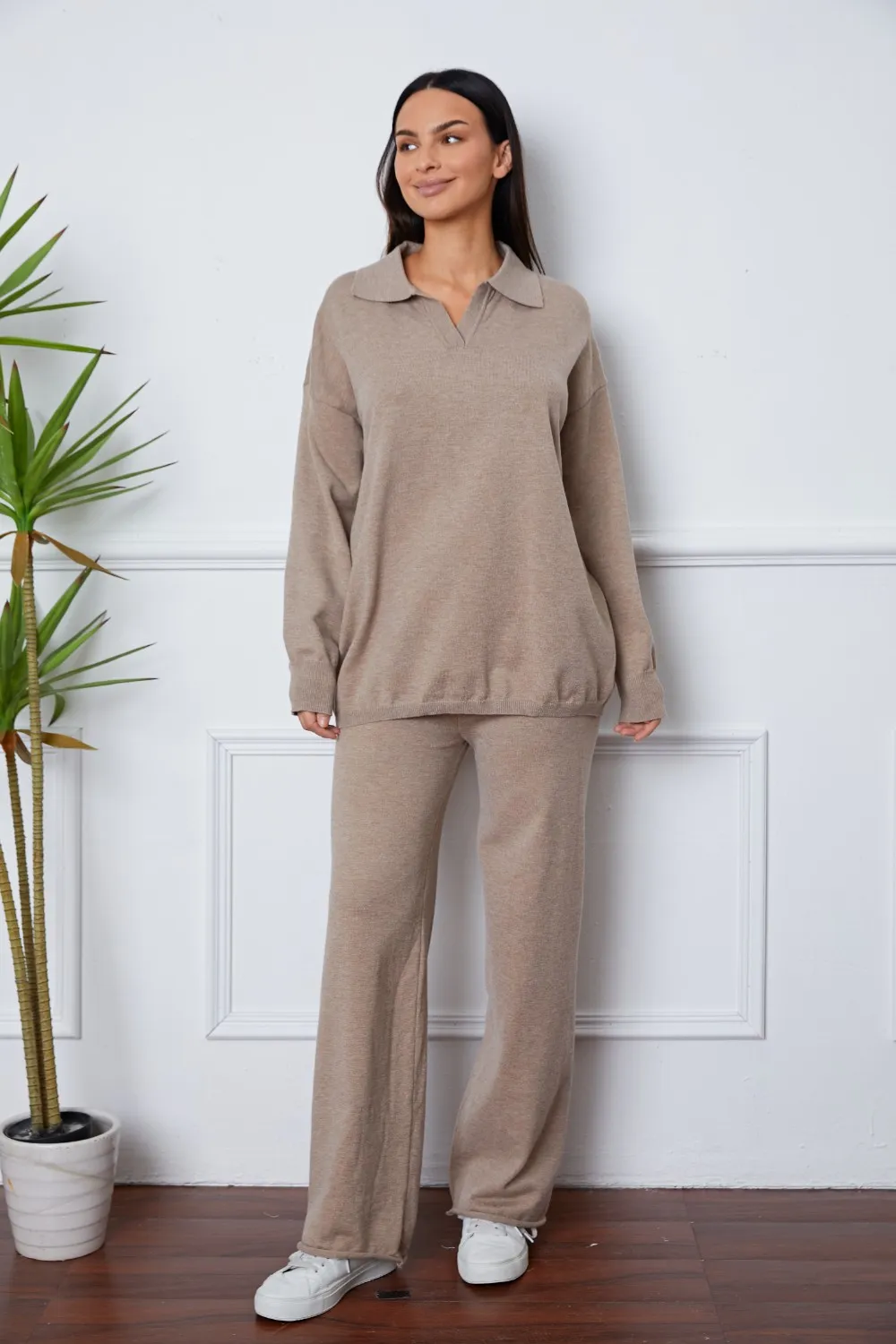 Dropped Shoulder Sweater and Long Pants Set, image 2
