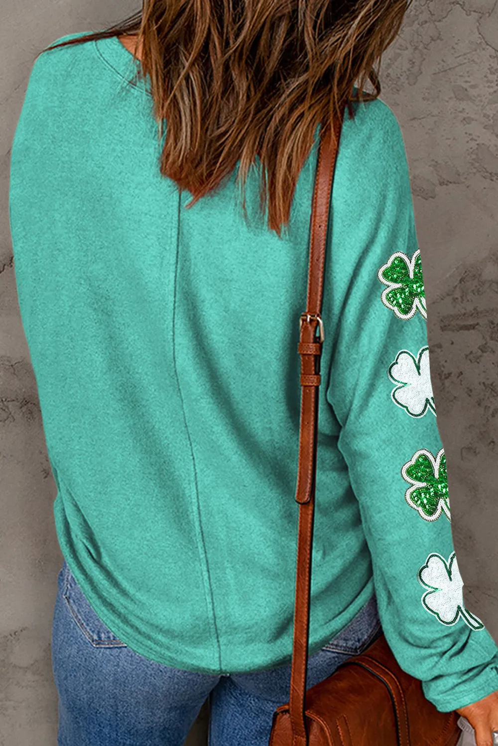 Lucky Clover Sequin Round Neck Sweatshirt, image 2