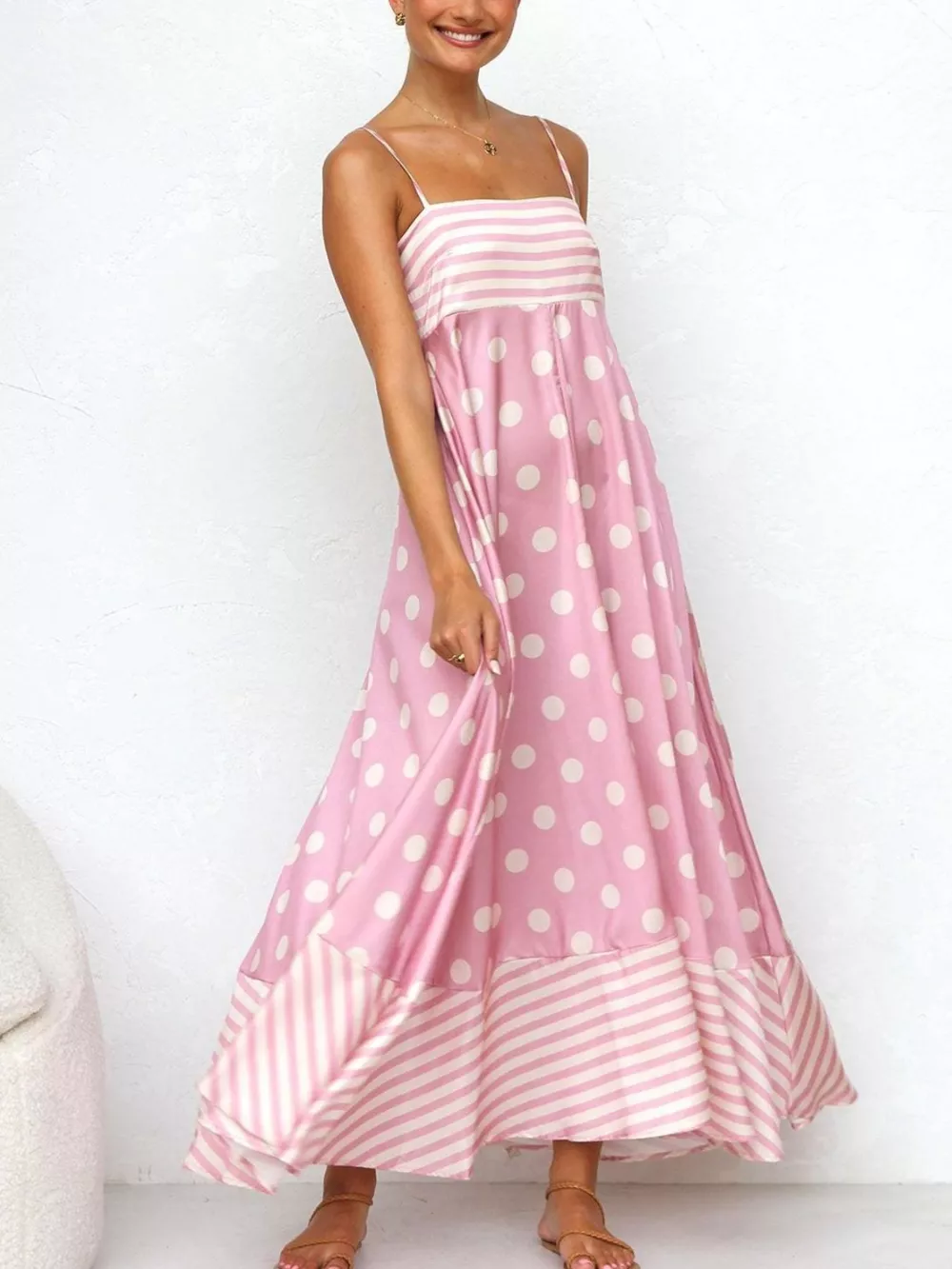 Printed Spaghetti Strap Maxi Dress, image 18