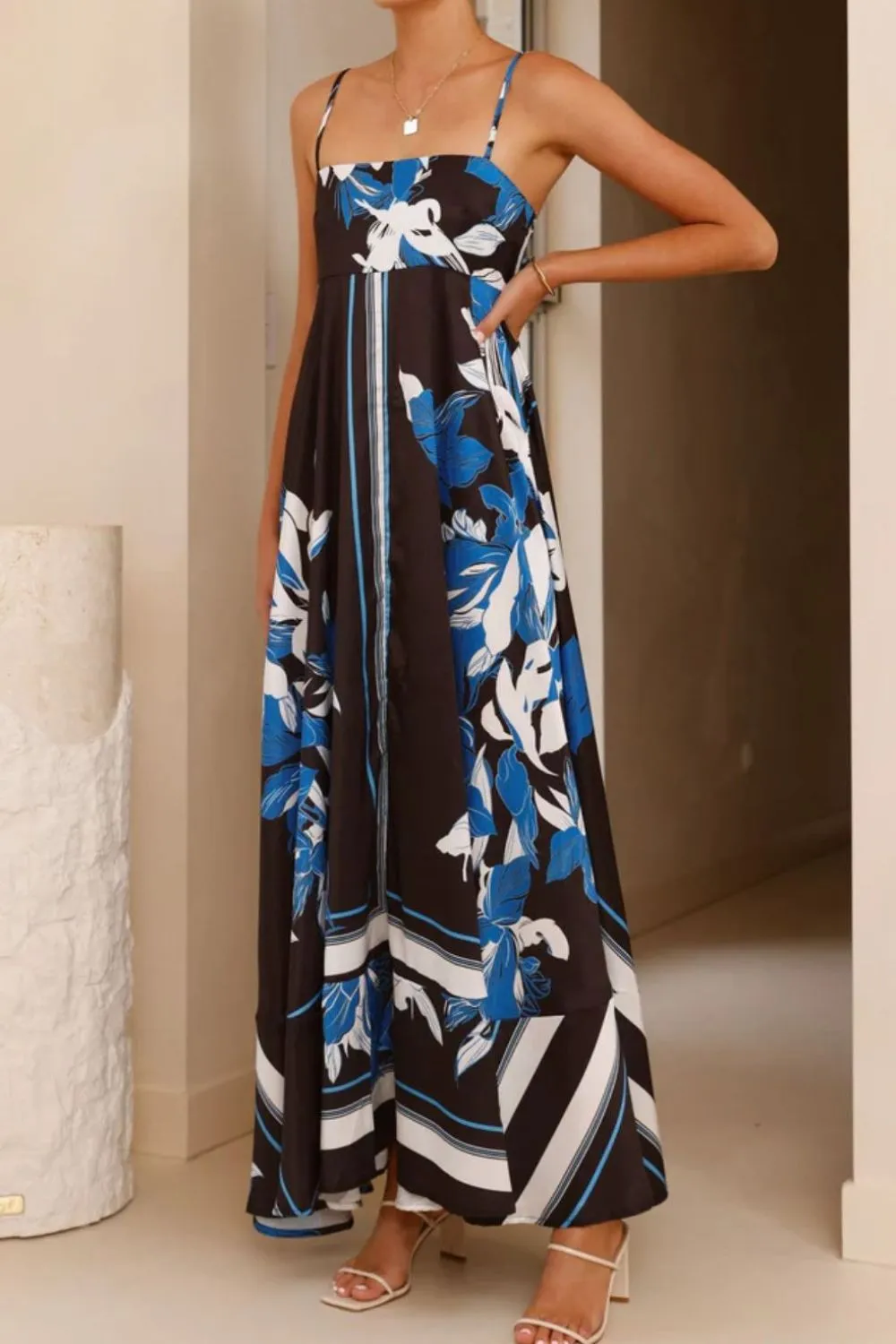 Printed Square Neck Cami Maxi Dress, image 23