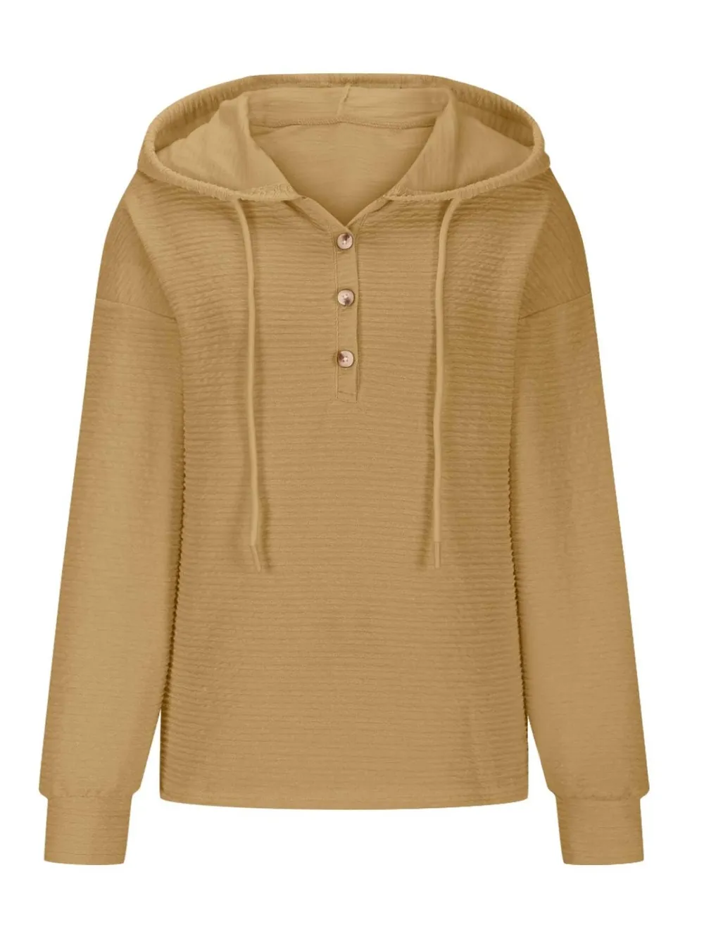 Drawstring Quarter Button Long Sleeve Hoodie, image 18