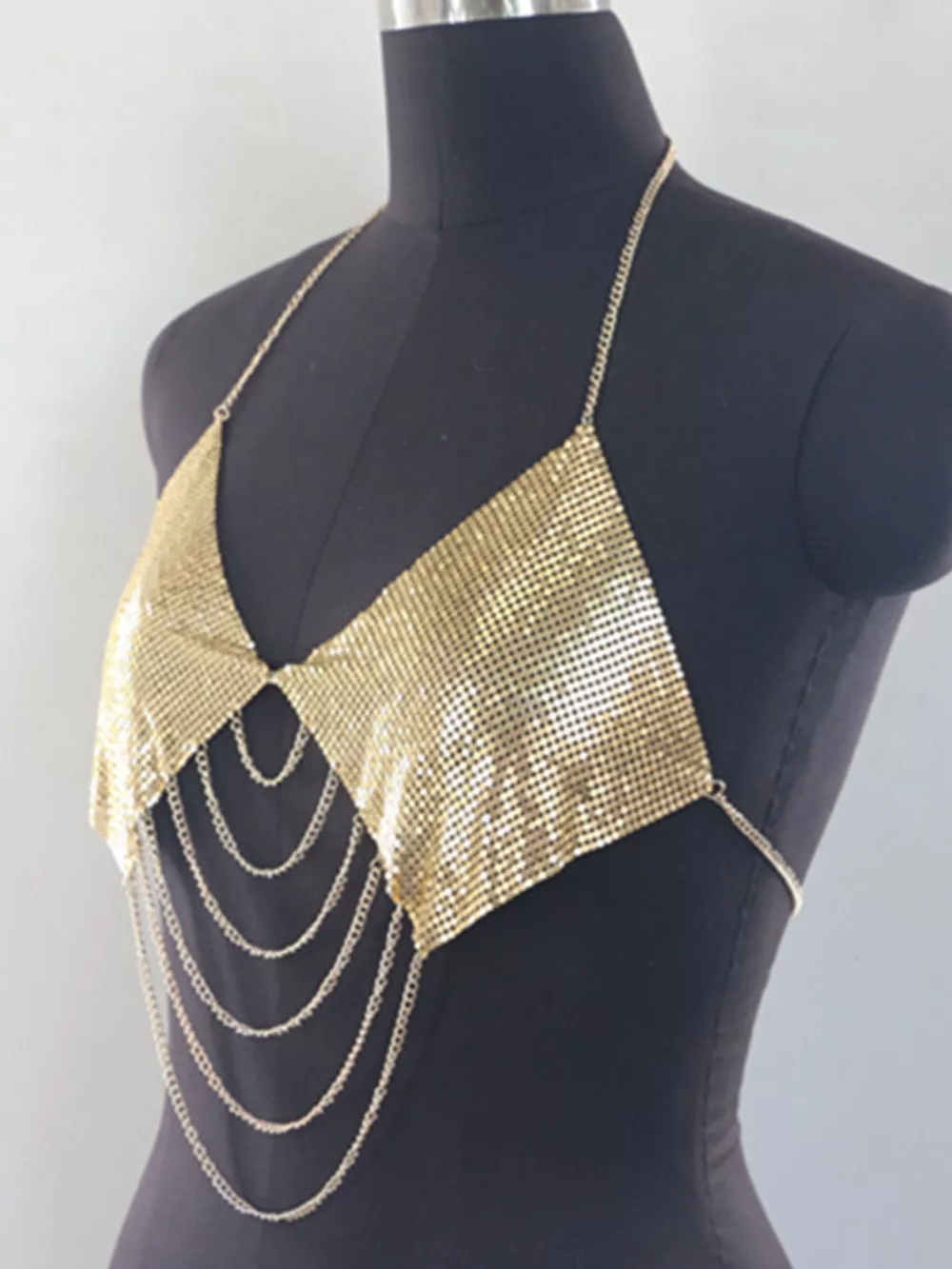 Metallic Chainmail Halter Cami Top, image 7