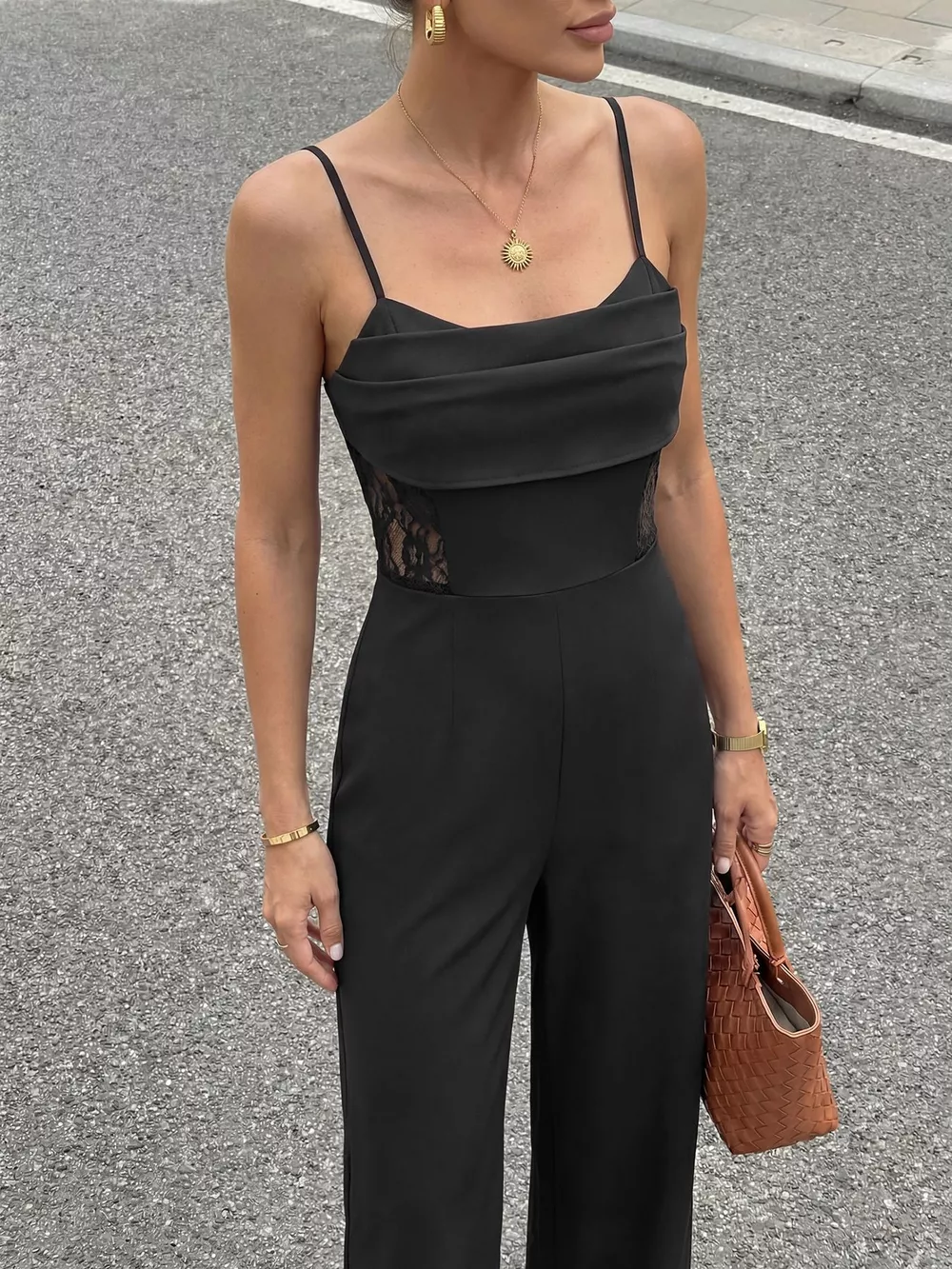 Lace Trim Wide Leg Jumpsuit, image 2