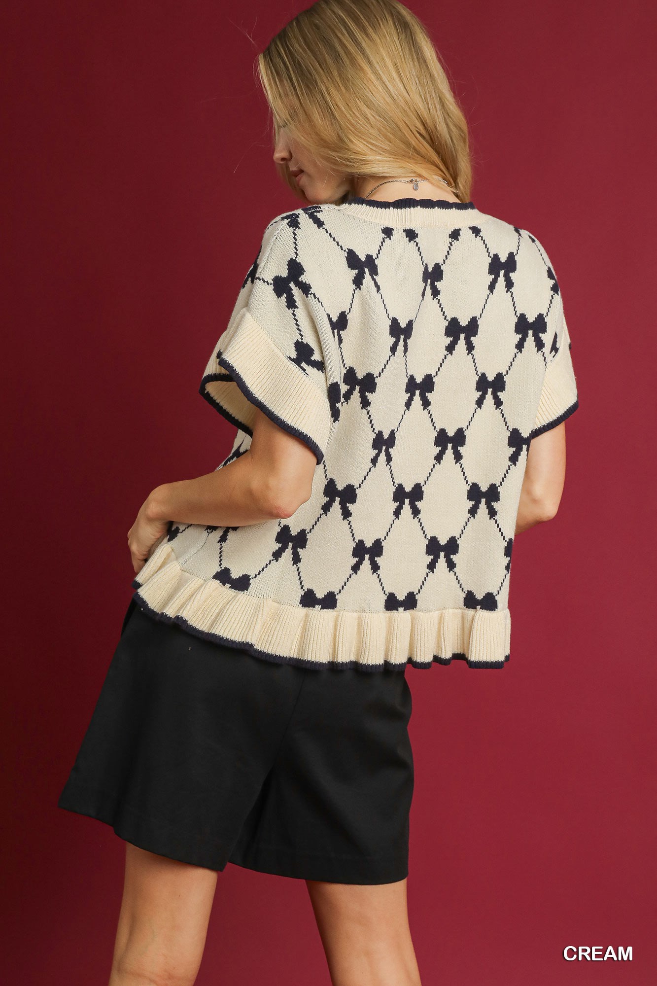 Bow Knit Ruffle Sleeve Sweater, image 4