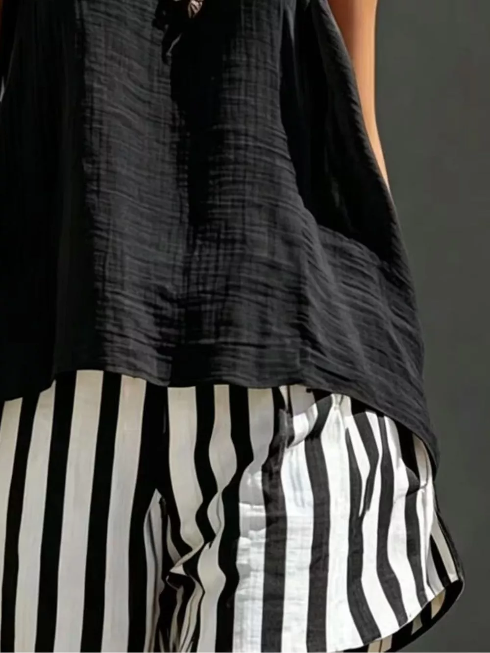 Round Neck Tank and Striped Shorts Set, image 2