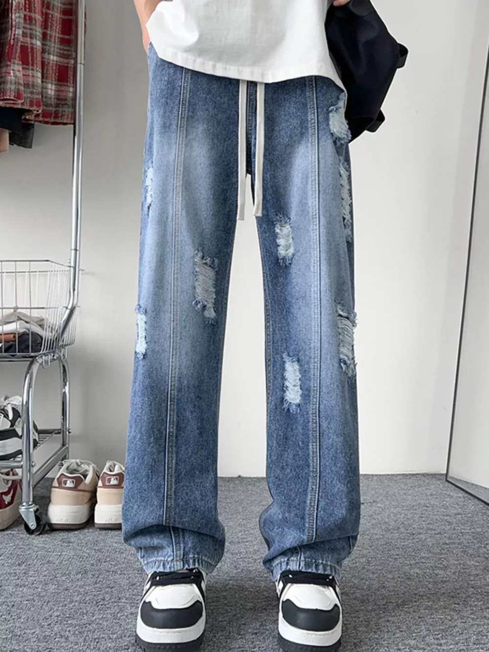 Men's Full Size Distressed Wide Leg Jeans Plus Size, image 3