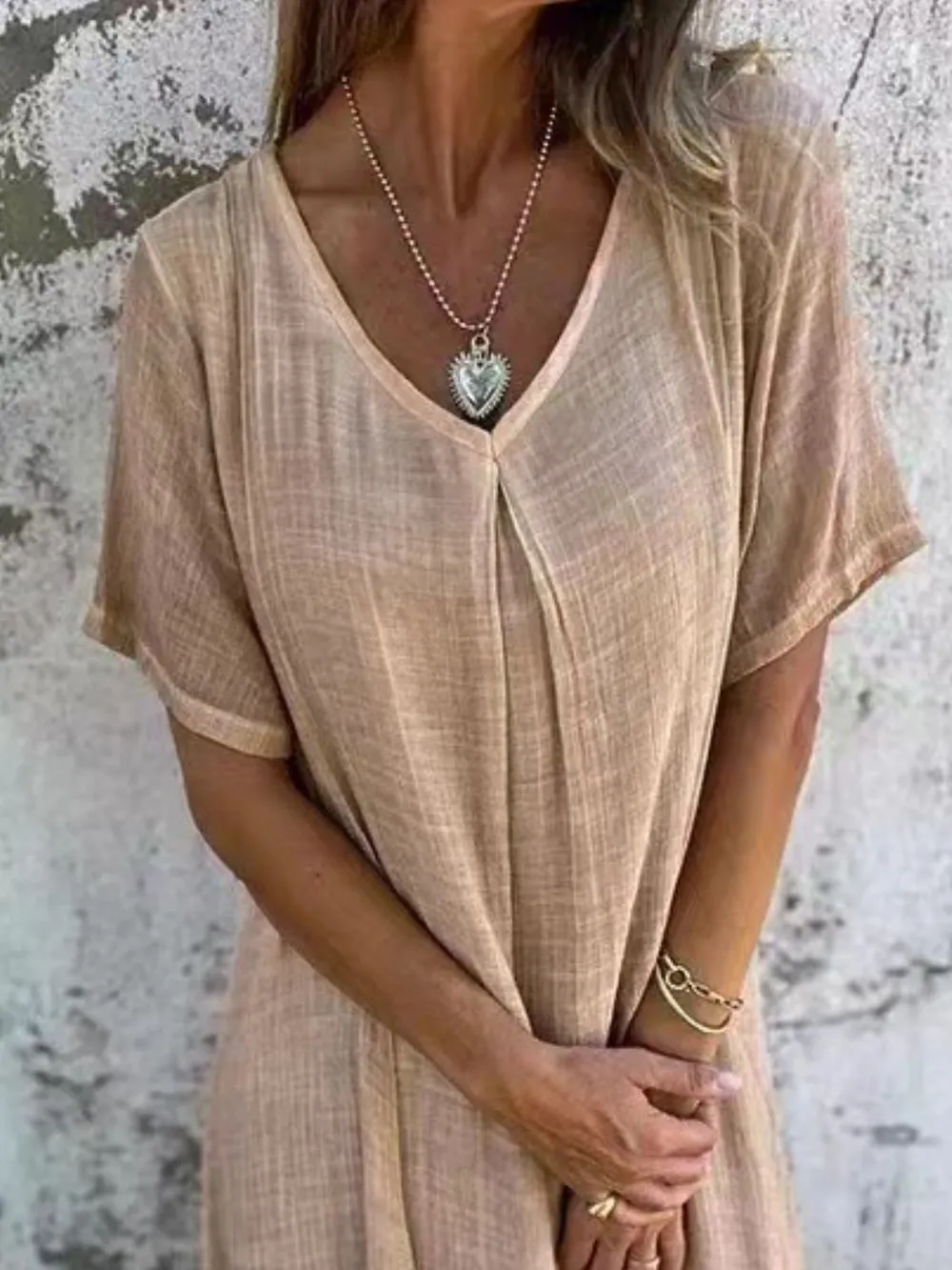 Full Size V-Neck Short Sleeve Midi Dress Plus Size, image 18