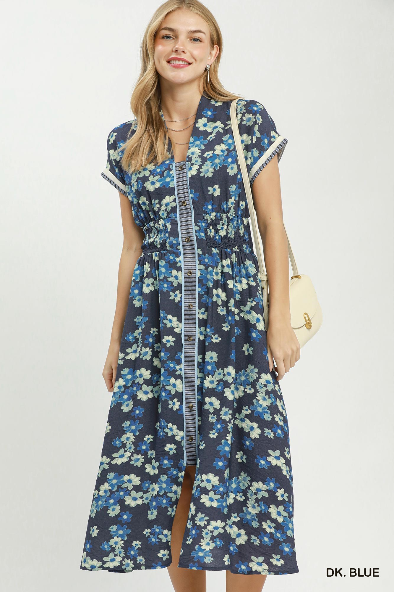 Ruffle Sleeve Henley Shift Dress