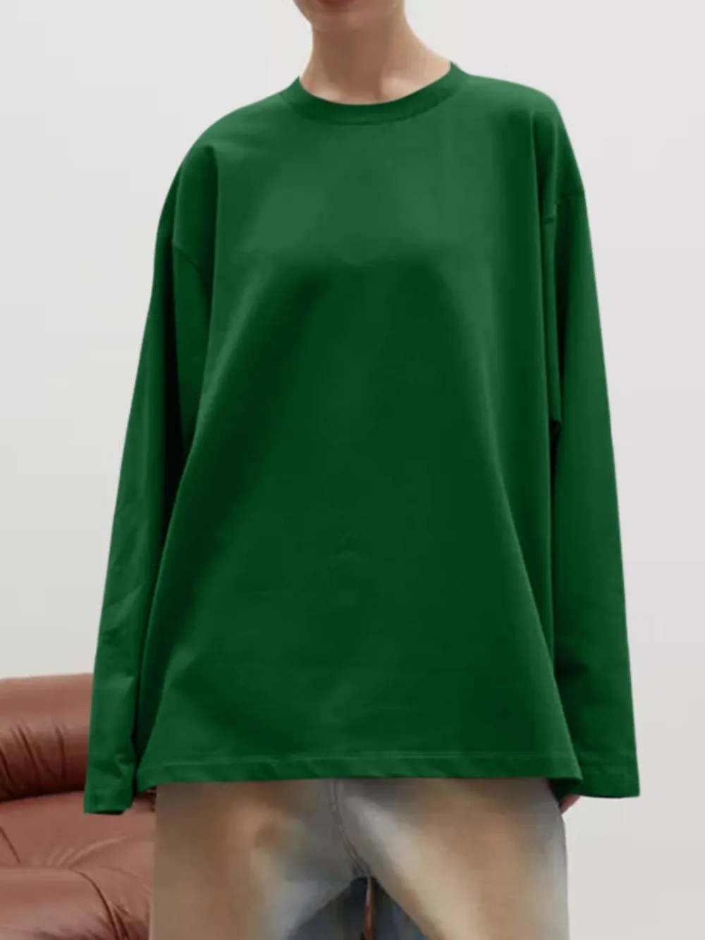 Round Neck Dropped Shoulder Long Sleeve T-Shirt, image 23
