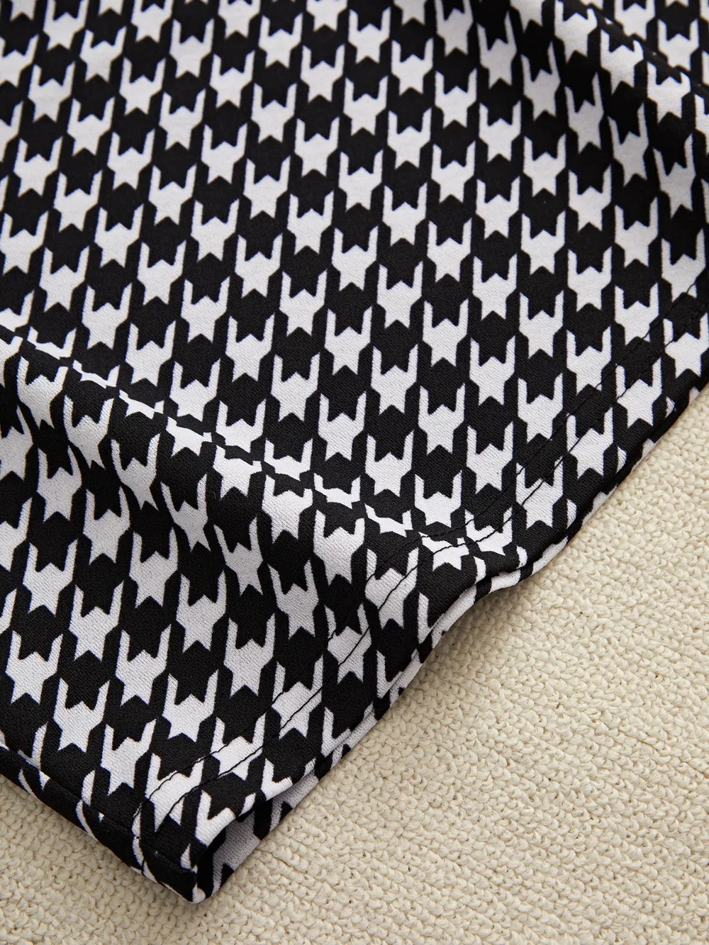 Off-Shoulder Long Sleeve Top and Houndstooth Skirt Set, image 6