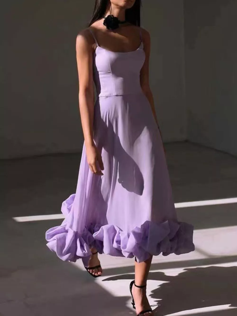 Ruffle Hem Scoop Neck Midi Dress, image 13