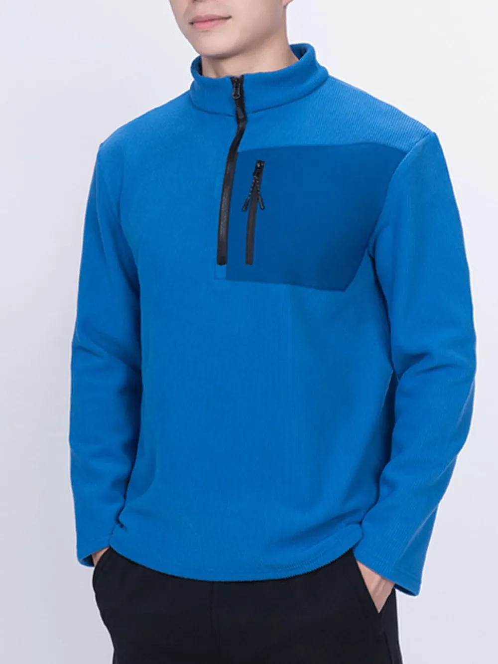 Men's Plus Size Half-Zip Fleece Sweatshirt with Chest Pocket, image 8
