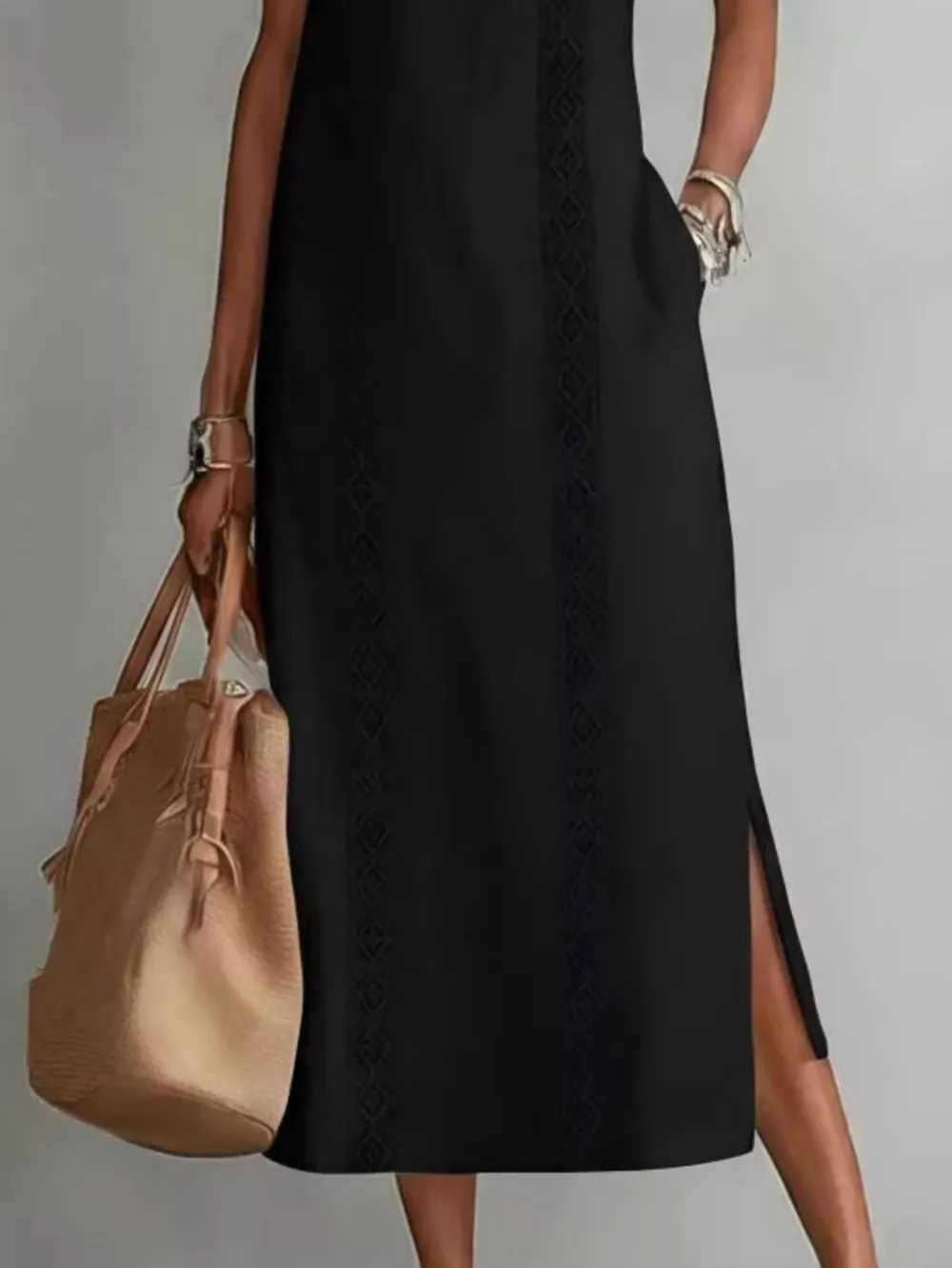 Full Size Side Slit Sleeveless Midi Dress Plus Size, image 4