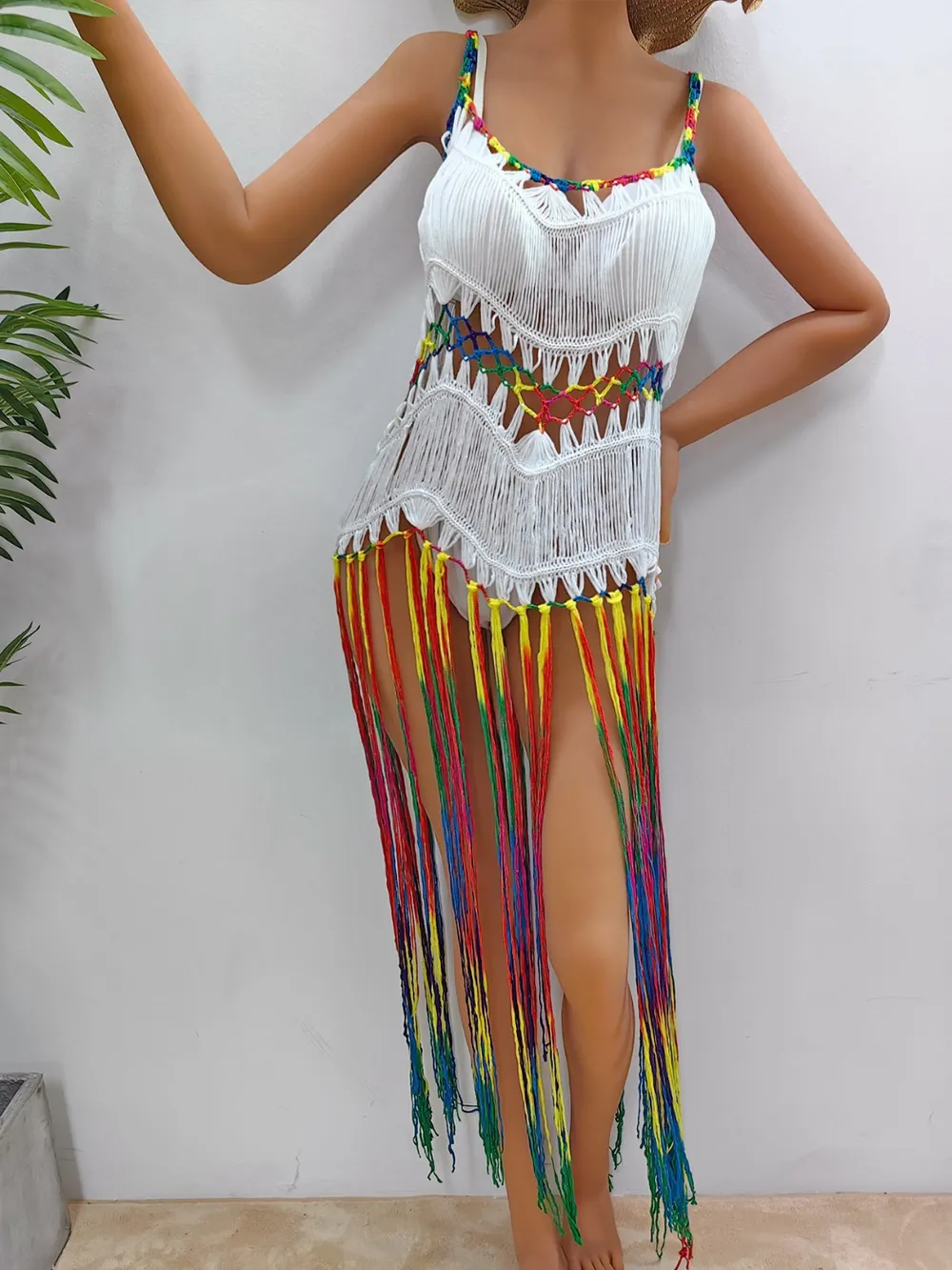 Fringe Scoop Neck Spaghetti Strap Cover-Up, image 10