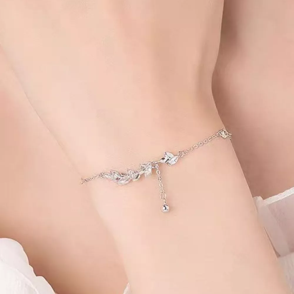 925 Sterling Silver Leaf Bracelet, image 6