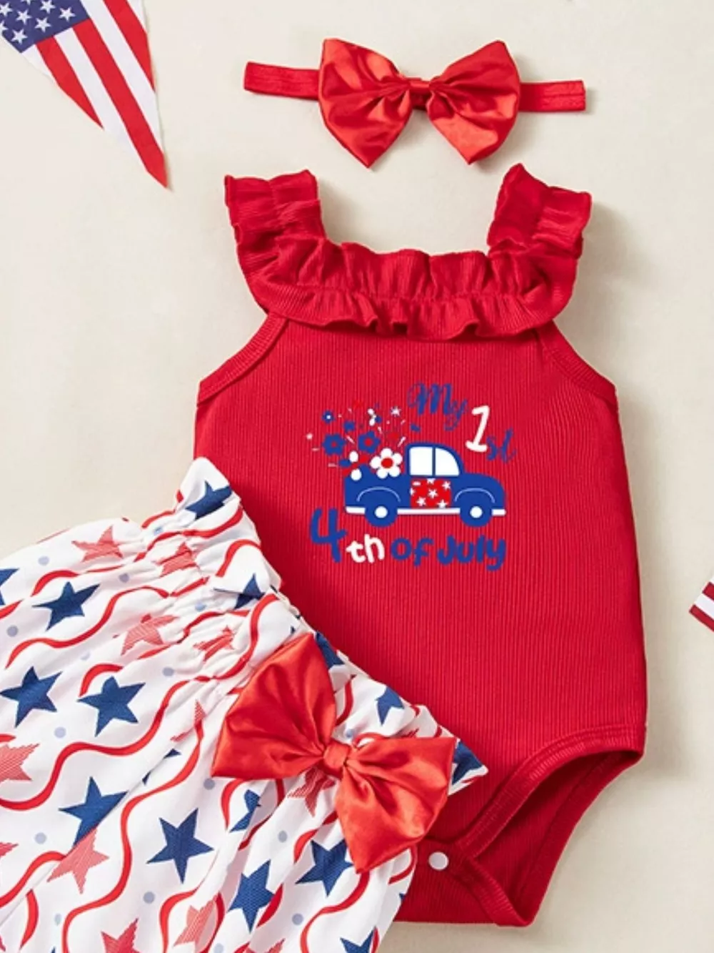 Children's Patriotic Star Print Outfit Set, image 17
