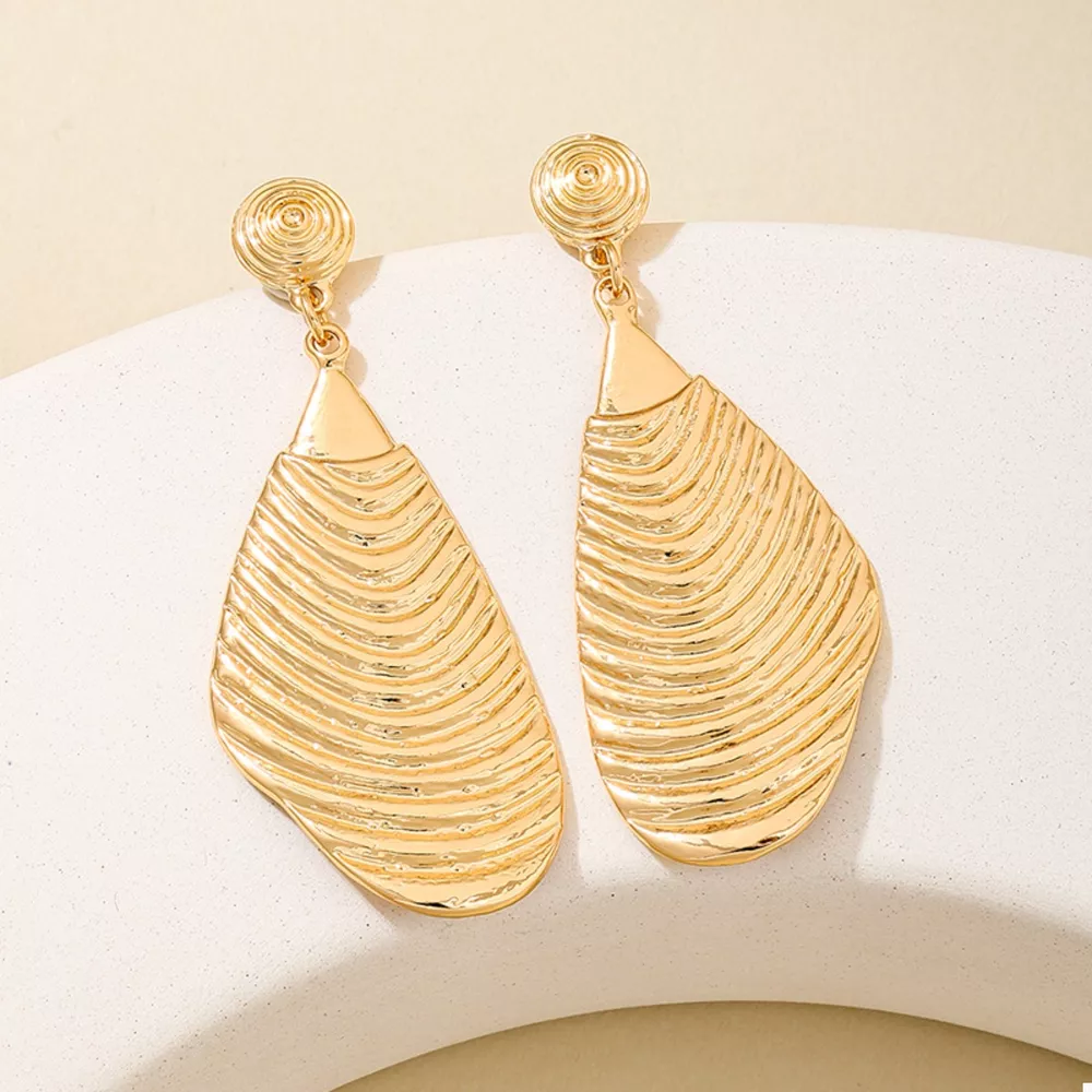 18K Gold-Plated Textured Dangle Earrings, image 3