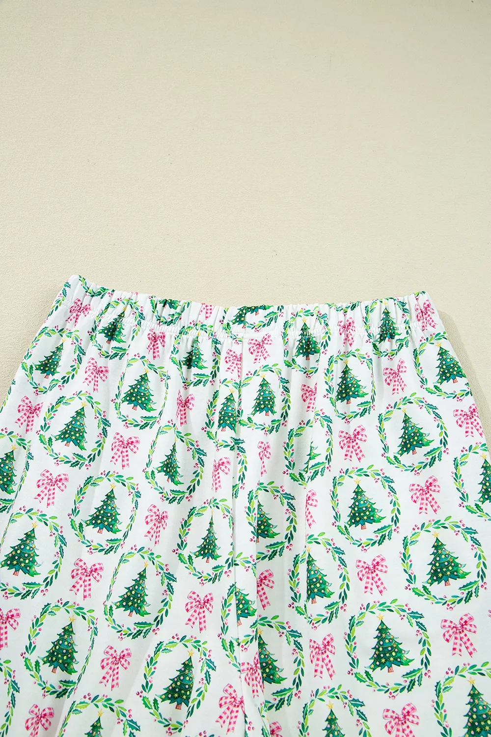 Christmas Tree Print Contrast Striped Banding 2pcs Lounge Set, image 13
