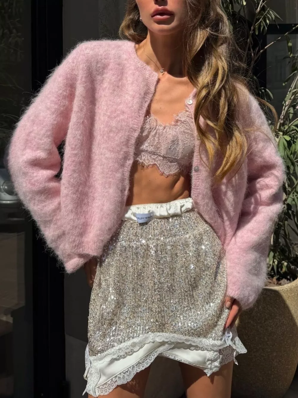 Cozy Fuzzy Button-Down Cropped Cardigan, image 4