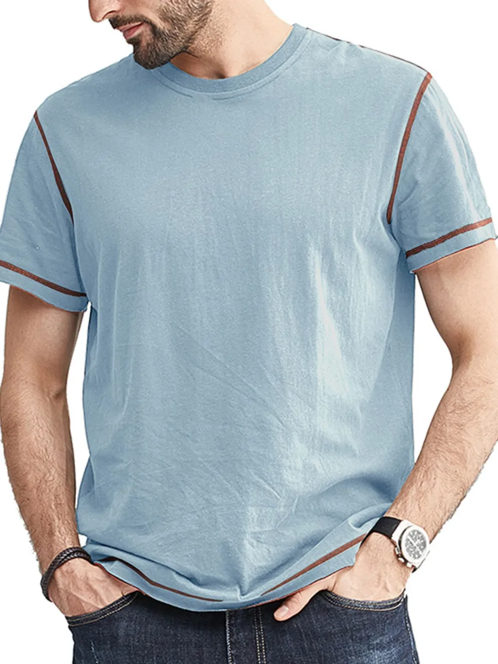 Men's Classic T-Shirt with Contrast Piping, image 10