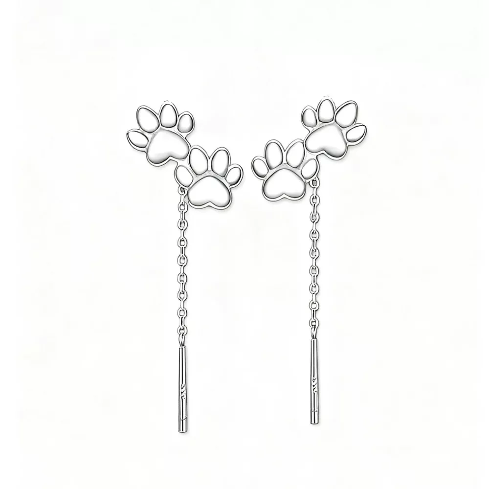 Paw Shaped Drop Earrings, image 4