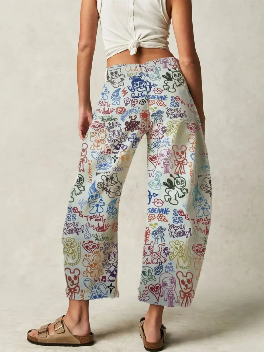 Printed Wide Leg Jeans, image 9