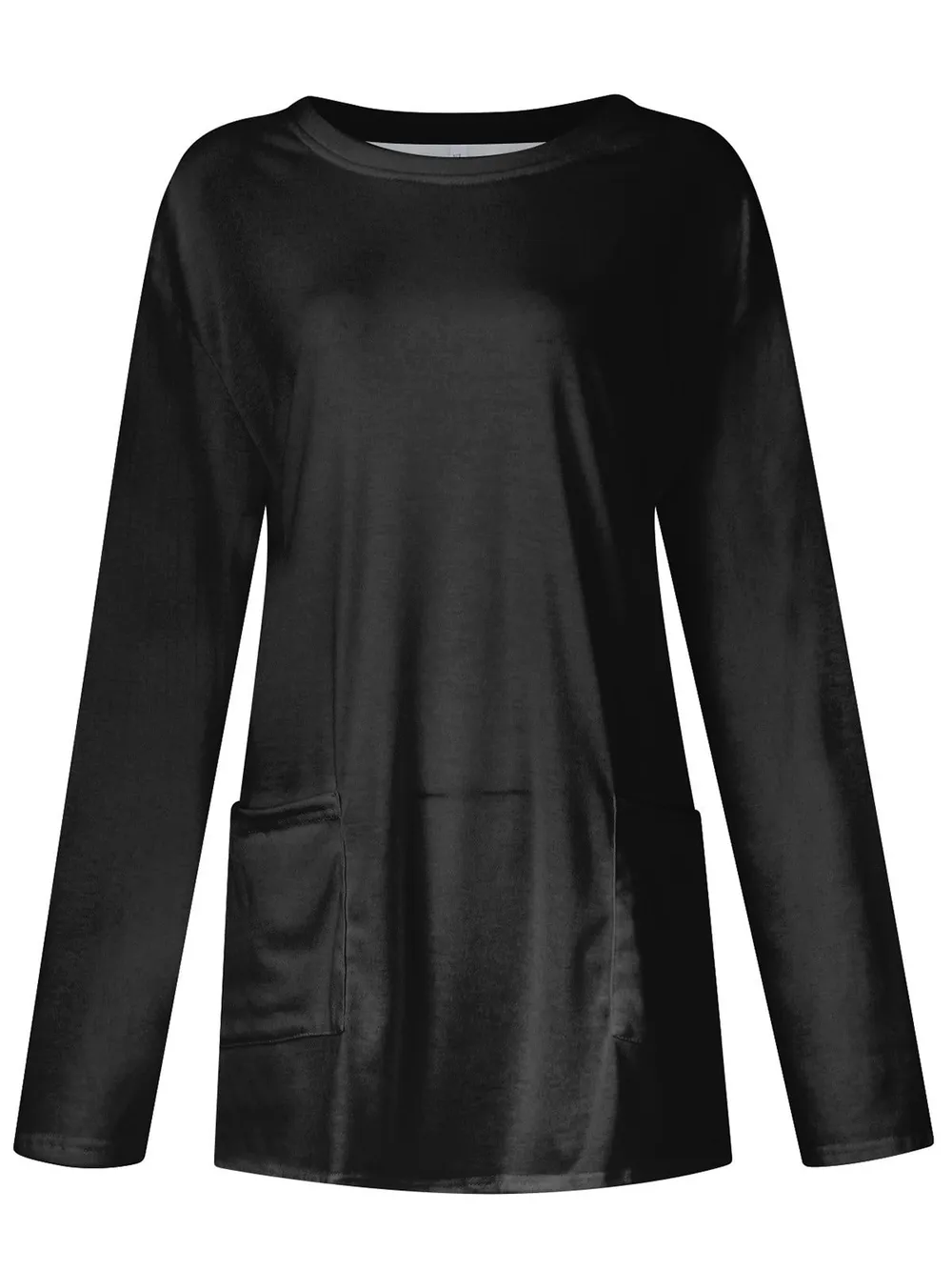 Full Size Pocketed Round Neck Long Sleeve T-Shirt, image 11