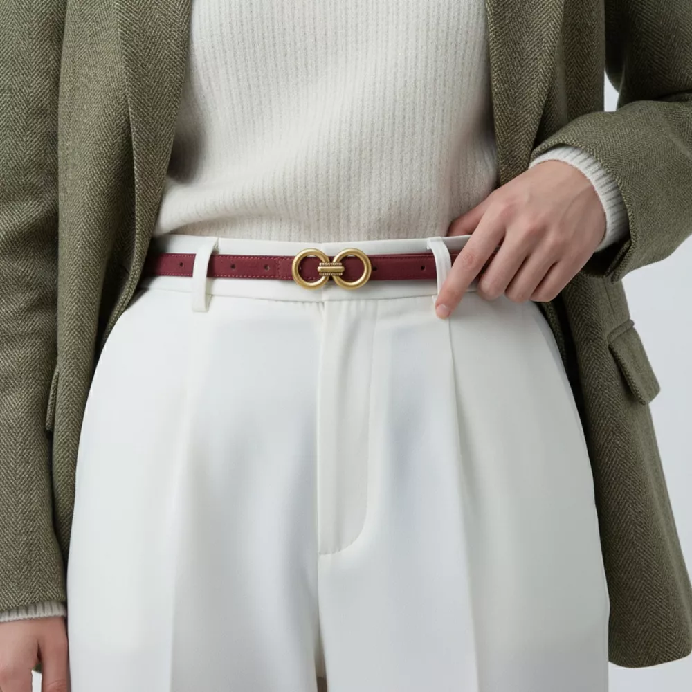 Golden Double Circle Buckle Belt, image 2