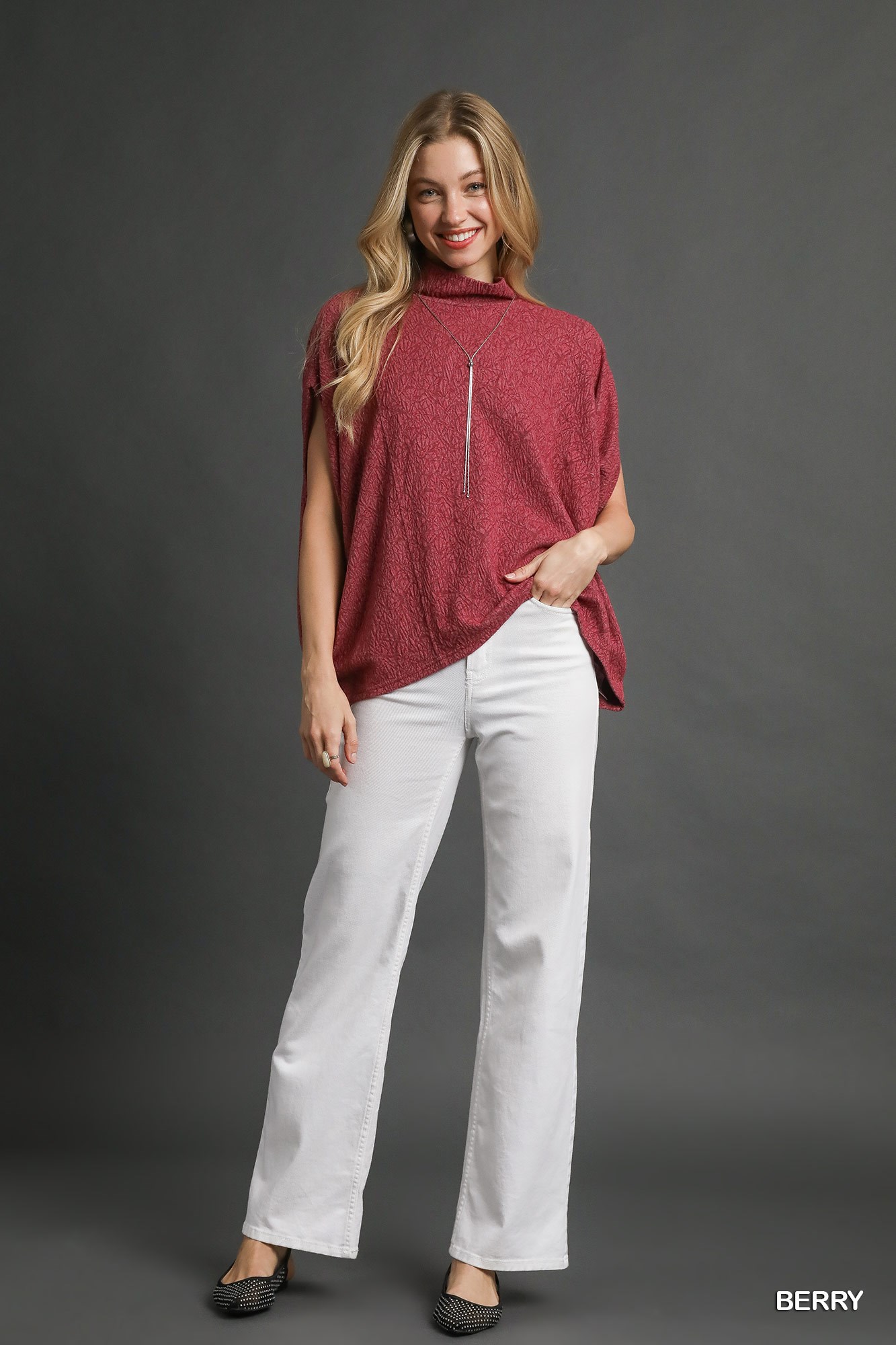 Textured Mock Neck Relaxed Top, image 5