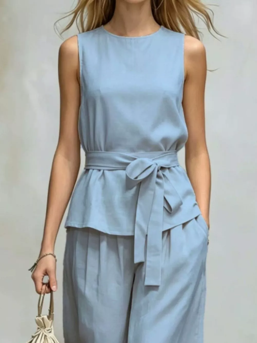 Sleeveless Top and Wide-Leg Pants Set, image 6